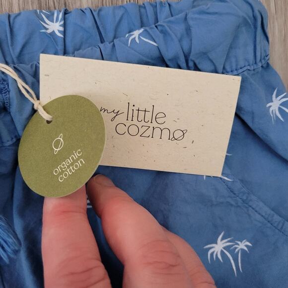 My Little Cozmo organic cotton palm print bermuda shorts in blue Size 6Y - Picture 3 of 9